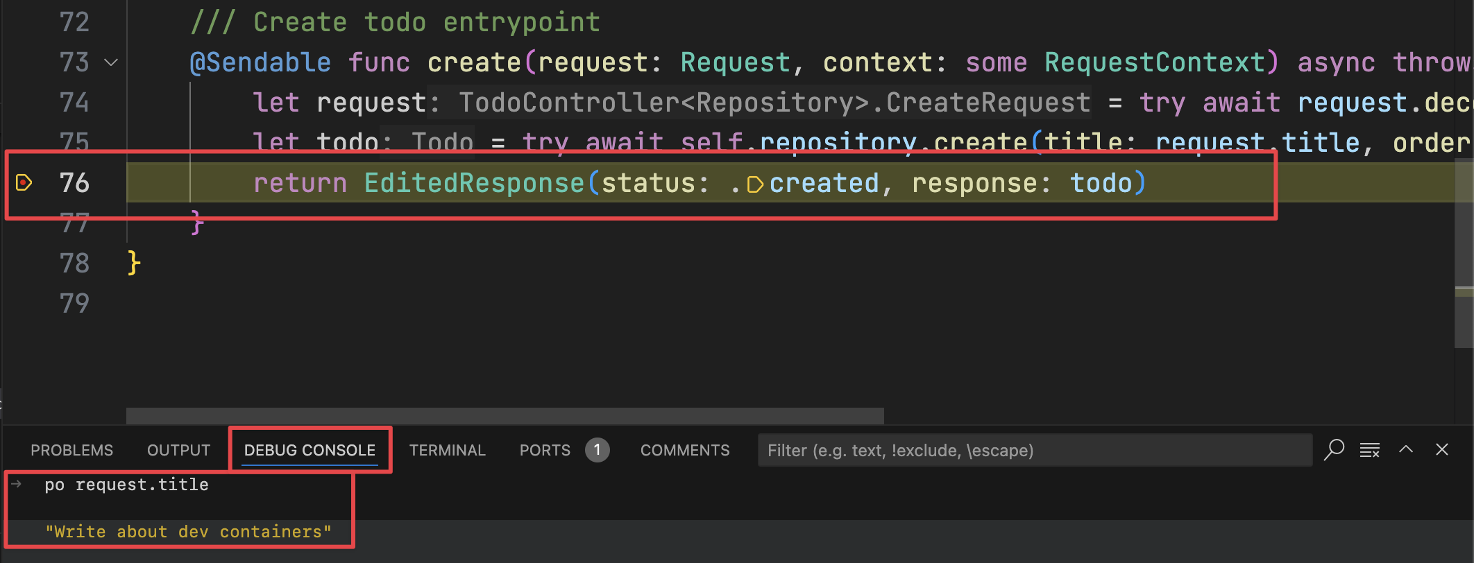 Stopping on a breakpoint and printing variables Stopping on a breakpoint and printing variables