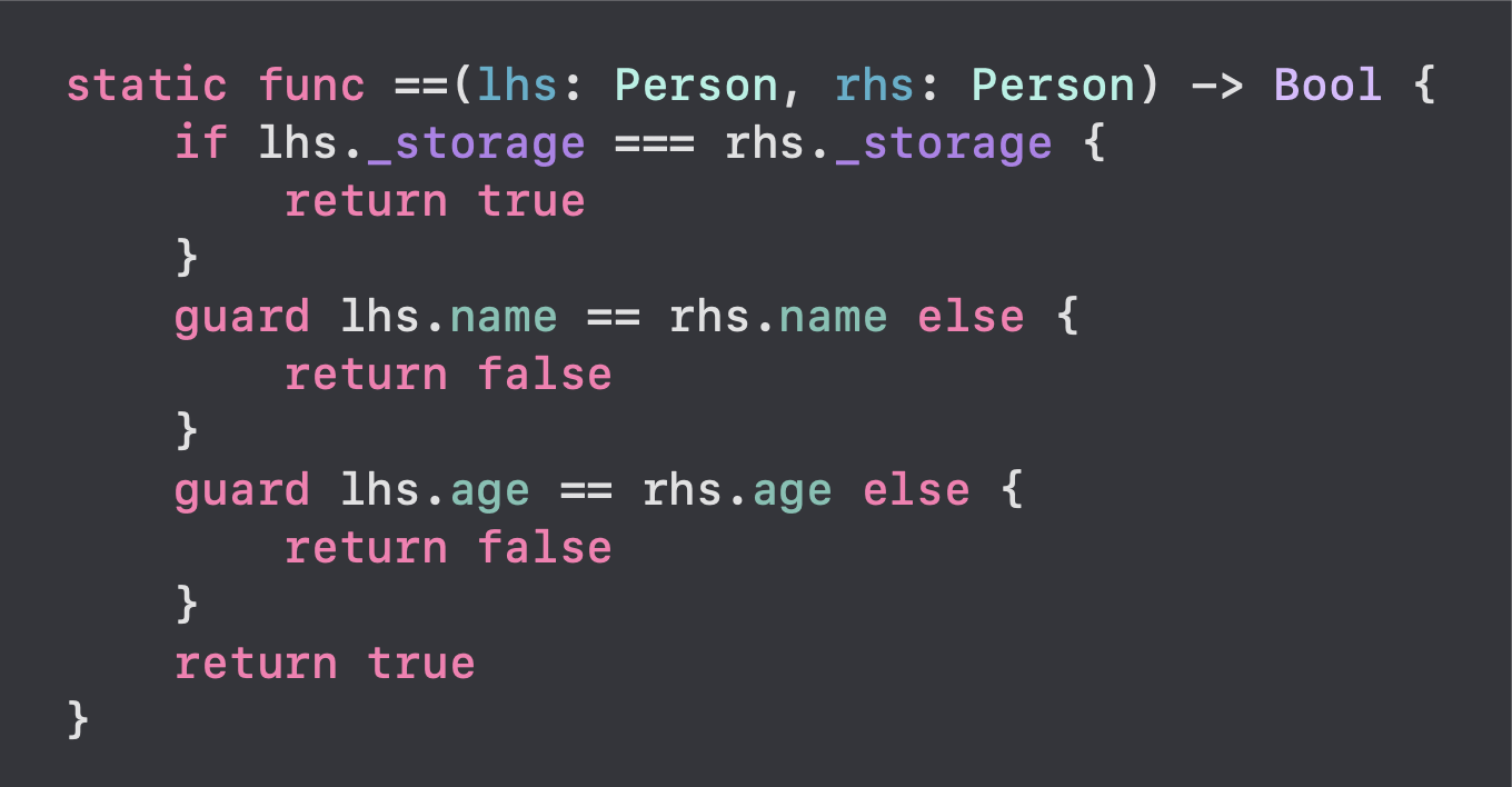 Equatable implementation by SwiftCowBox Equatable implementation by SwiftCowBox