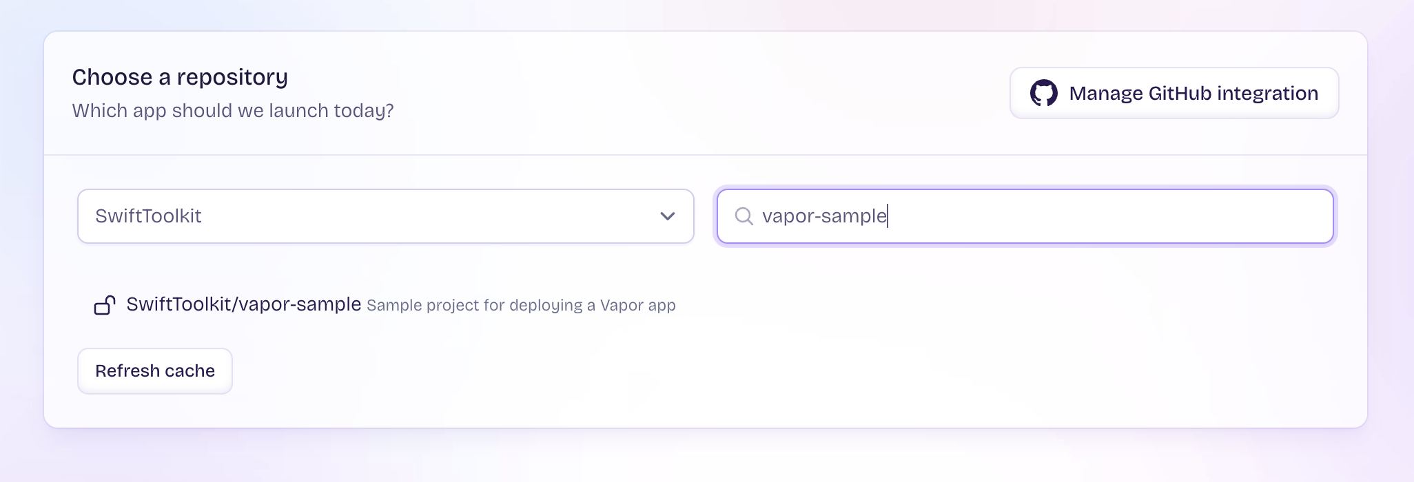 Selecting the repository Selecting the repository