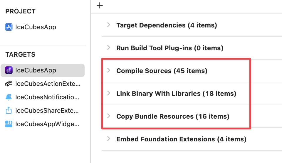 The IceCubes main app target with numbers matching the tool output The IceCubes main app target with numbers matching the tool output