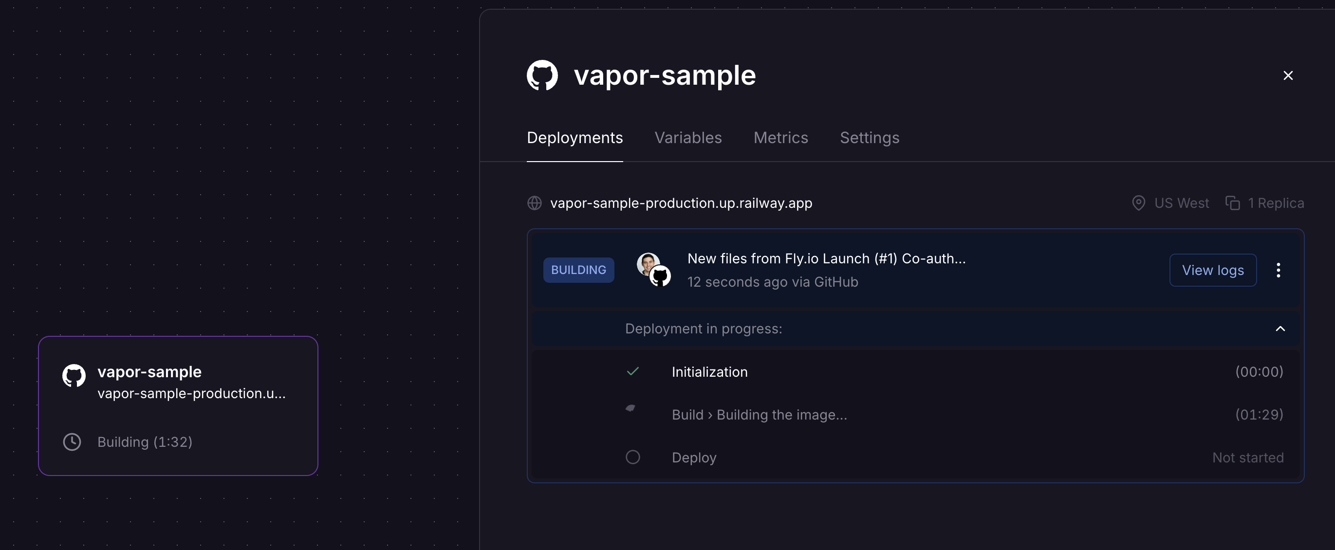 The new project and the app service The new project and the app service