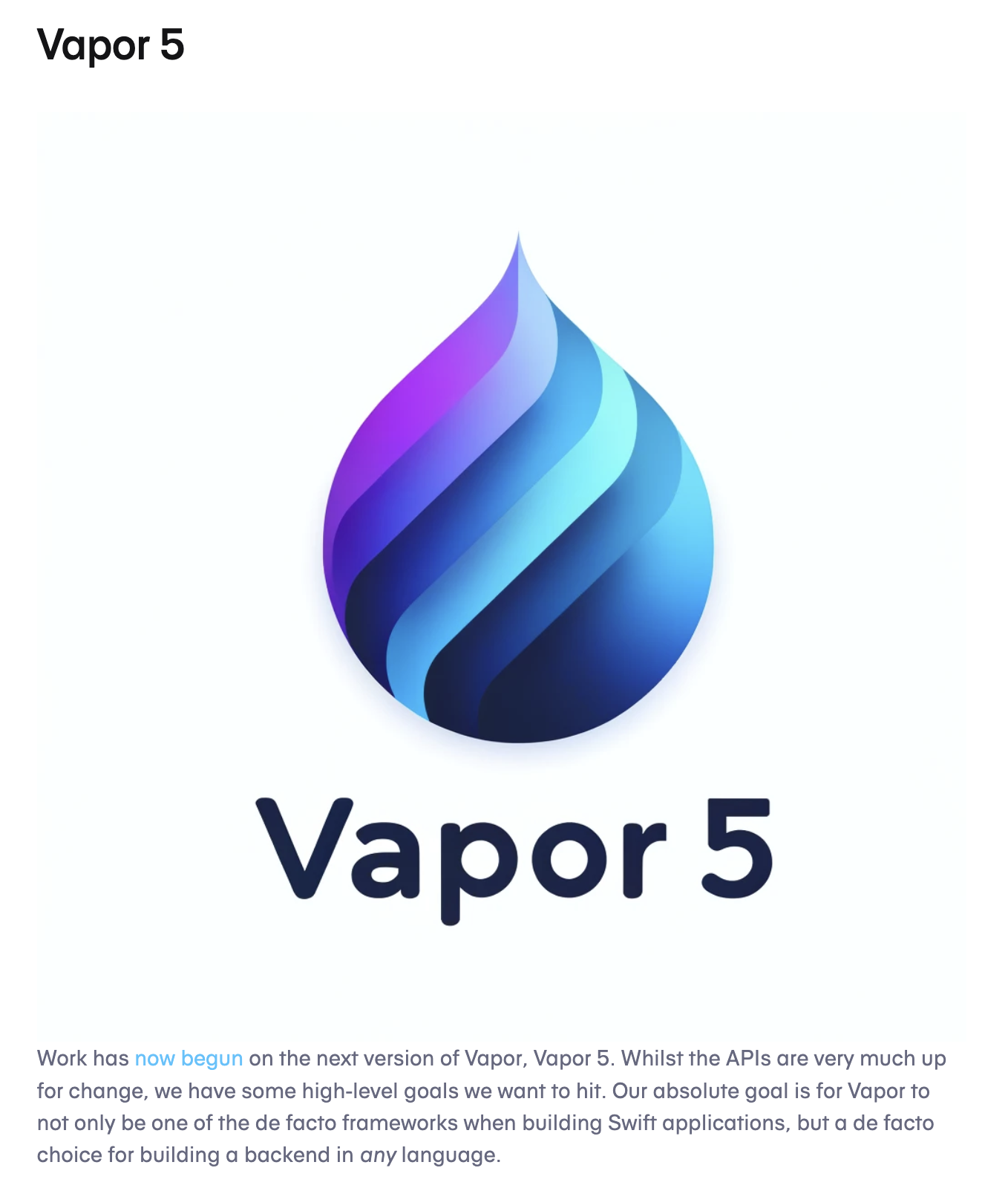 Vapor 5 announcement post Vapor 5 announcement post