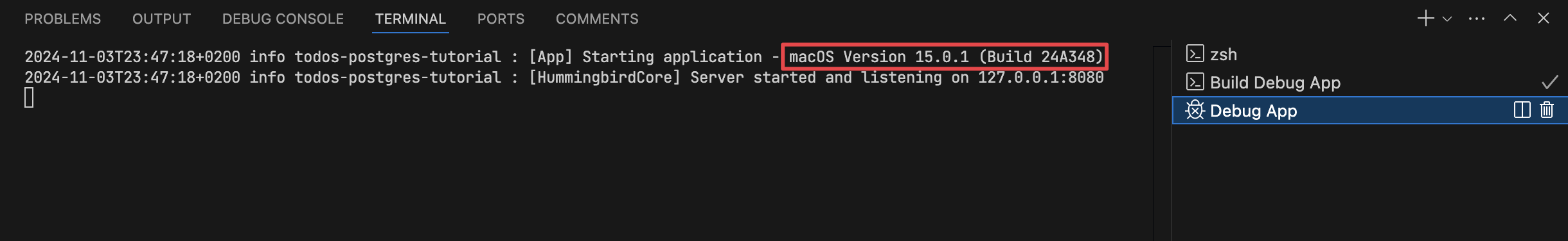 The app running on macOS The app running on macOS