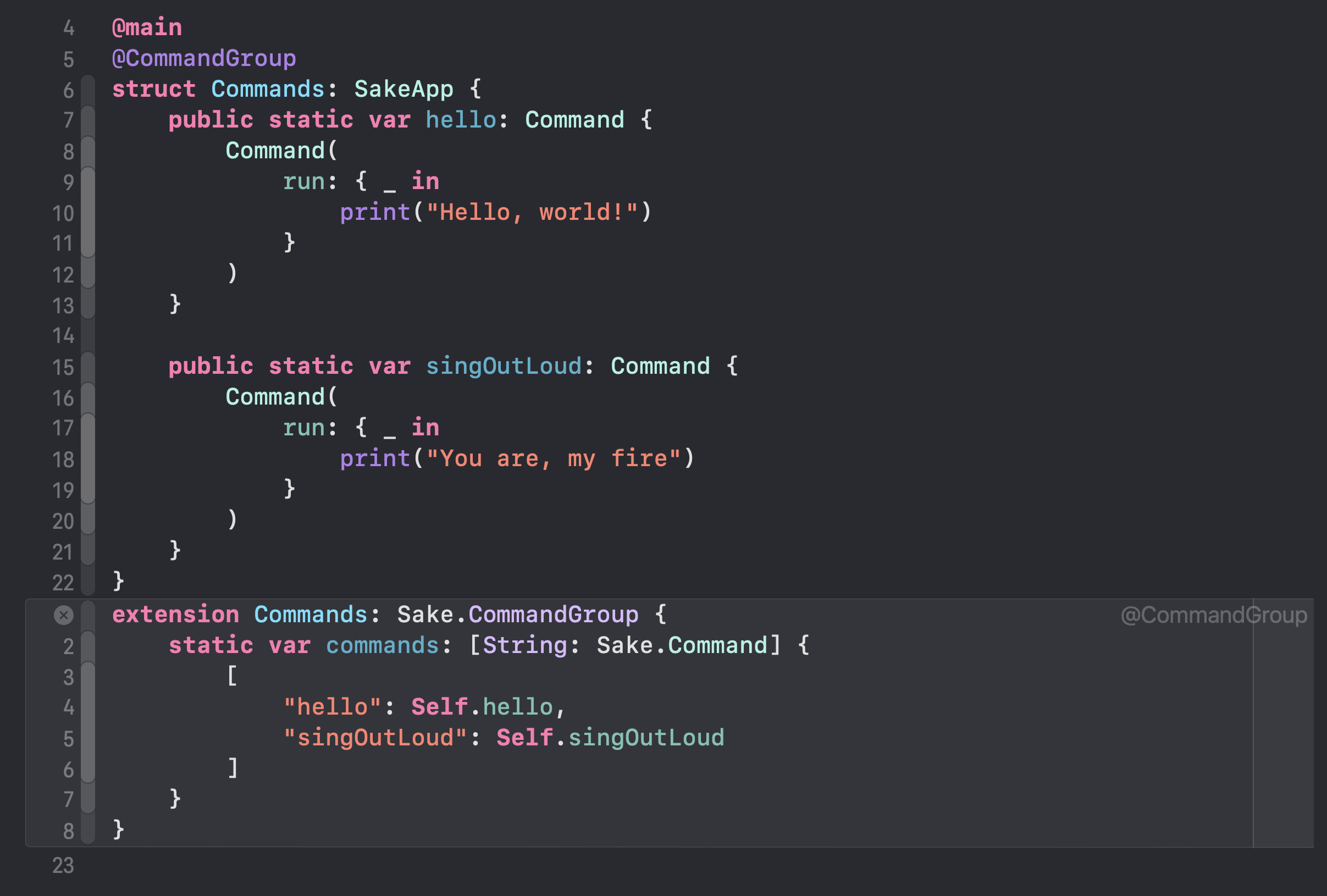 The CommandGroup macro expanded The CommandGroup macro expanded