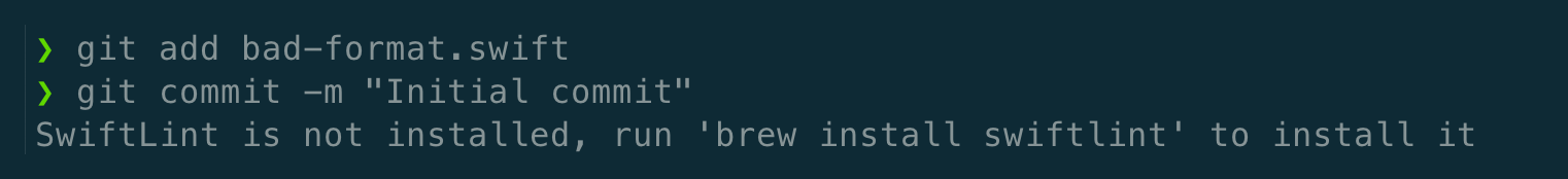 SwiftLint is not installed, no commit allowed SwiftLint is not installed, no commit allowed