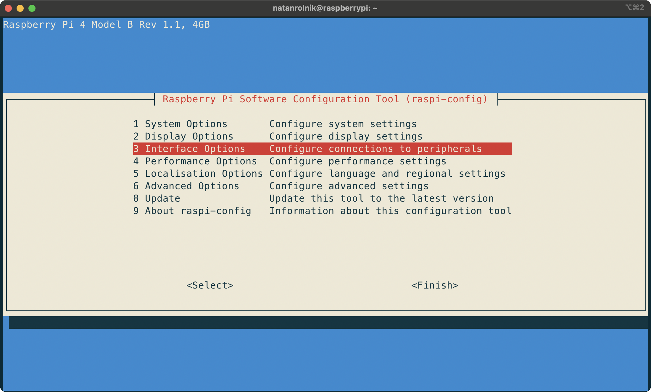 Configuration menu - Interface Options Configuration menu - Interface Options