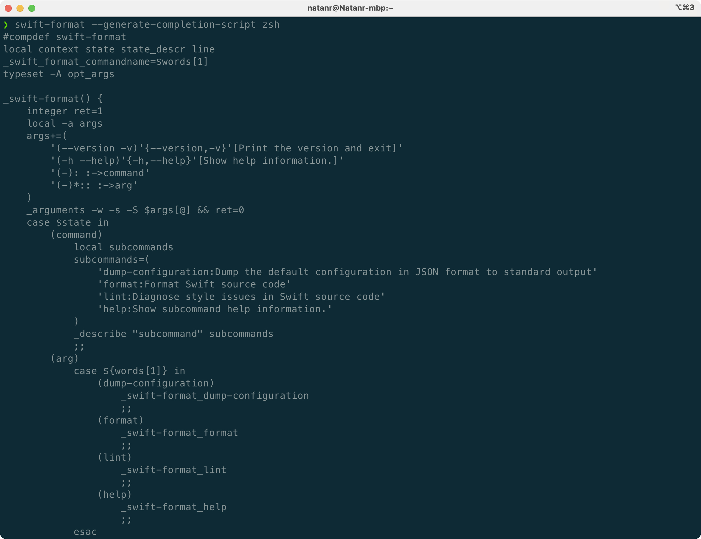 The Zsh completion scripts for swift-format The Zsh completion scripts for swift-format