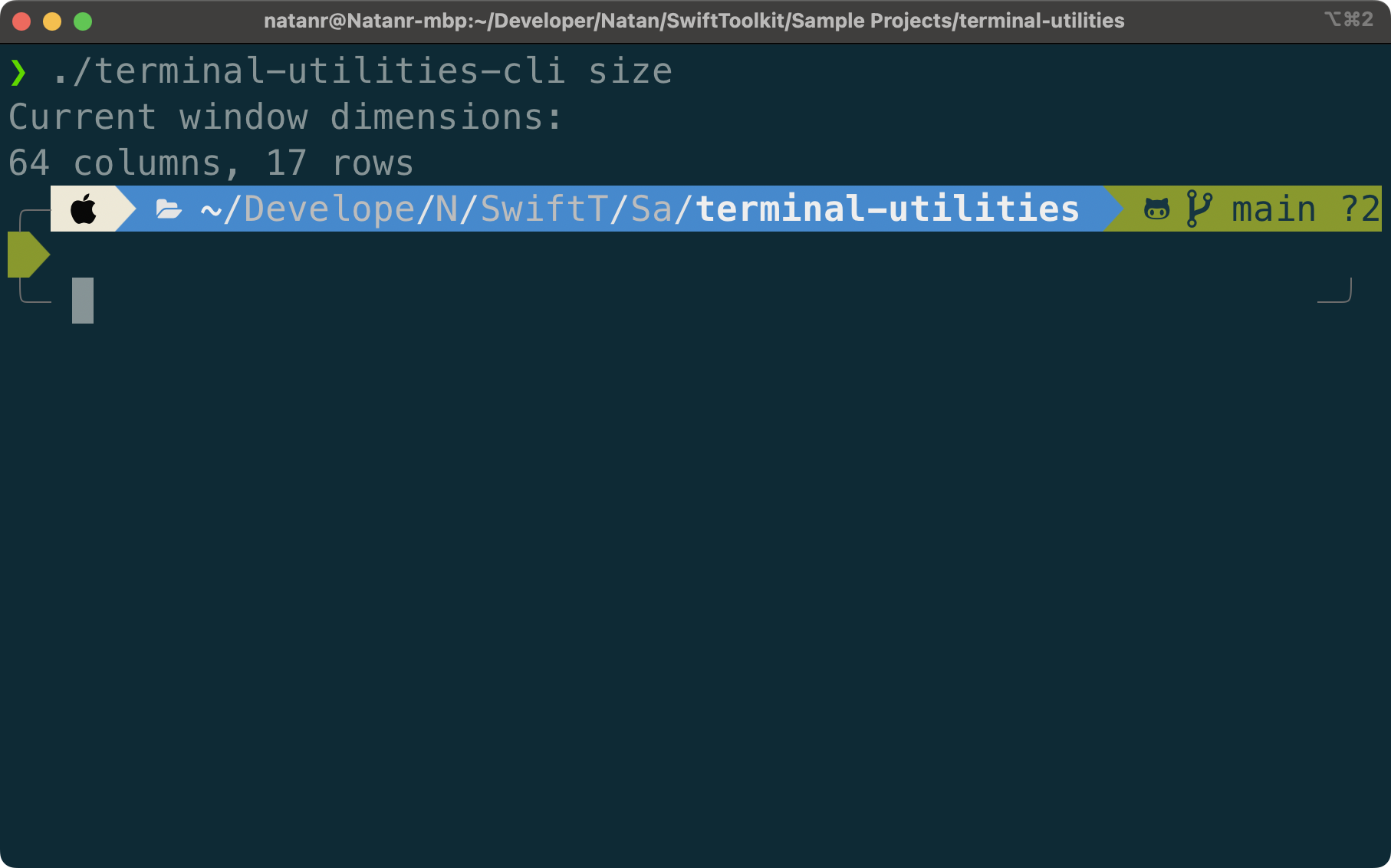 With a larger font, we get 64 columns and 17 rows With a larger font, we get 64 columns and 17 rows