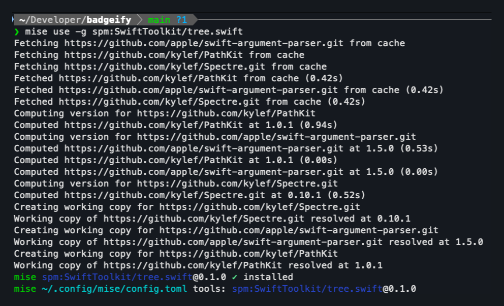 tree.swift installation output tree.swift installation output