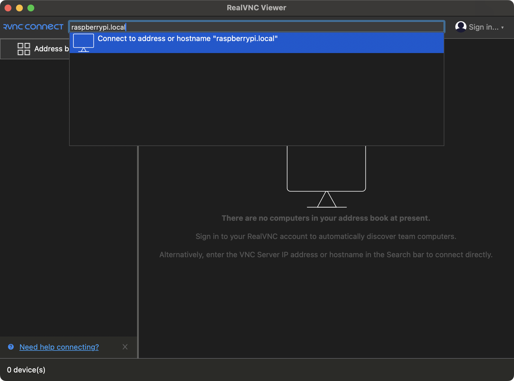 VNC connection VNC connection